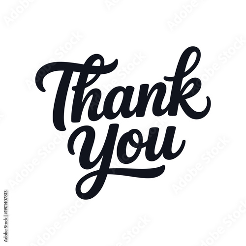 Elegant hand lettered thank you message in dark blue calligraphy