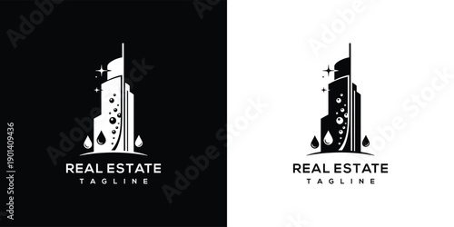 Modern Skyscraper Real Estate Logo - Clean Building Design.