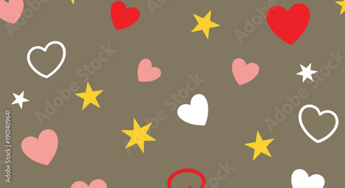 Soft Valentine wallpaper with scattered tiny hearts and stars on beige background, showing gentle romance, minimalist style, and decorative seamless pattern for modern love designs