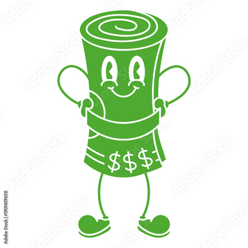 Wad of bills retro cartoon cut out