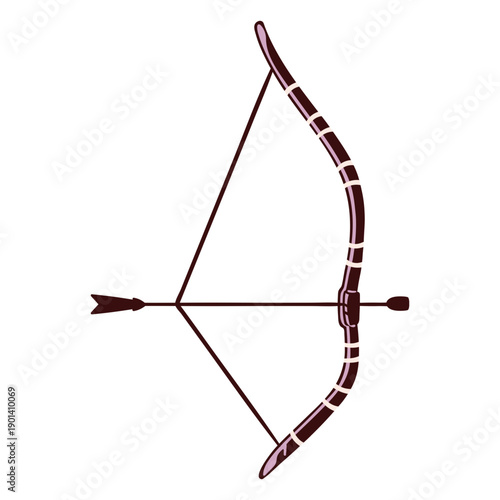 Archery equipment bow and arrow pointing right