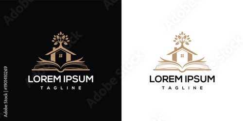Book House Logo Knowledge Education Growth Home Real Estate.