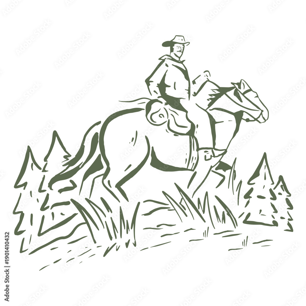 Fototapeta premium Man riding on a horse