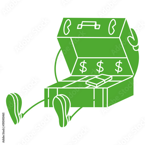 Cash box retro cartoon cut out