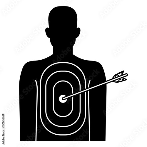 Target filled stroke man arrow