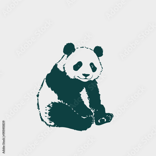 panda chinese vector ink traditional asian design isolated