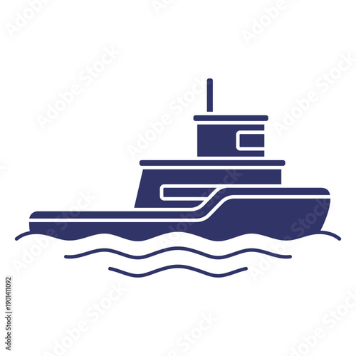 Water launch boat silhouette