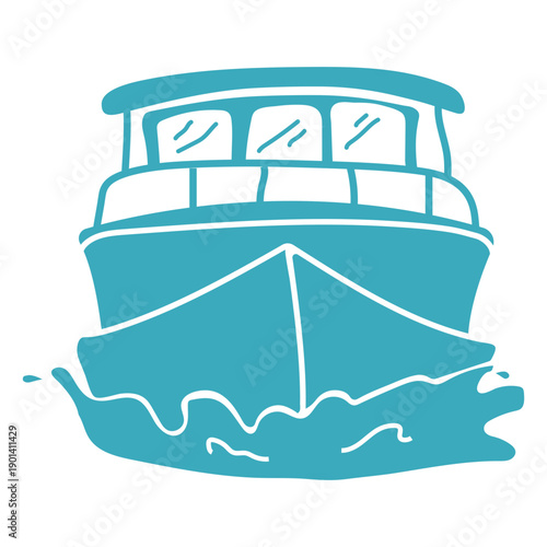 Yacht navigating cut out front view