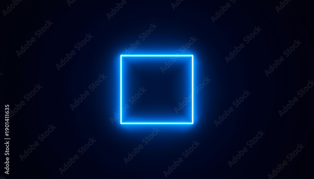 Fototapeta premium Glowing Blue Neon Square on Dark Background