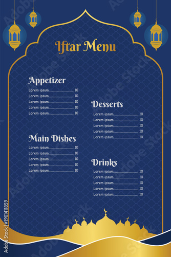 Premium Ramadan Iftar Menu card, Restaurant Menu Design vector