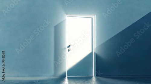 White Door in Blue Room