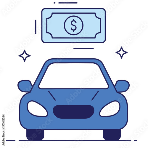 Car payment finance illustration isolated transparent background vector for auto loan insurance installment and banking design