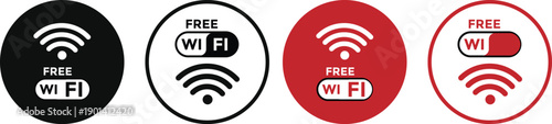 Free wifi zone icon set. Wireless connection icon. internet spot designation. Network wifi business concept. Radio waves signal
