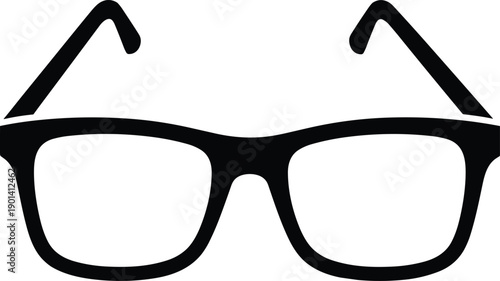Black eyeglasses icon, vector frame illustration, classic optical eyewear, vision correction accessory, stylish reading glasses, modern fashion spectacles isolated on white background, 