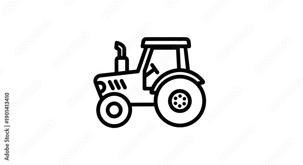 Naklejka premium Minimalist Line Drawing of a Tractor for Agricultural and Industrial Use