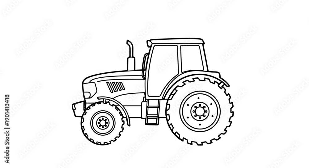Obraz premium Line Drawing of a Small Tractor for Farming or Agricultural Use
