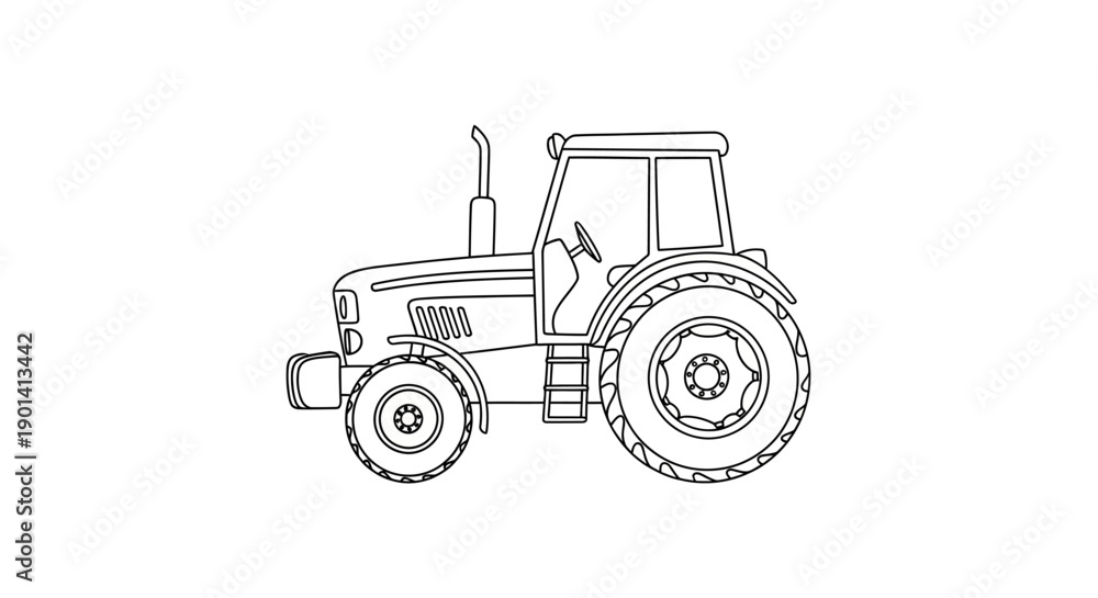 Obraz premium Line Drawing of a Tractor for Agricultural and Farming Projects