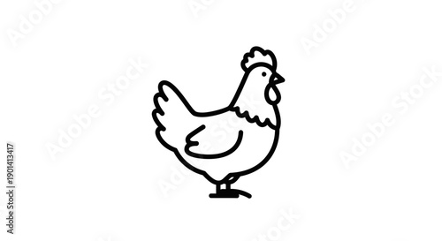 Line Drawing of a Rooster Suitable for Illustrations and Educational Content