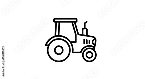Minimalist Tractor Line Drawing for Agriculture and Farming Visuals
