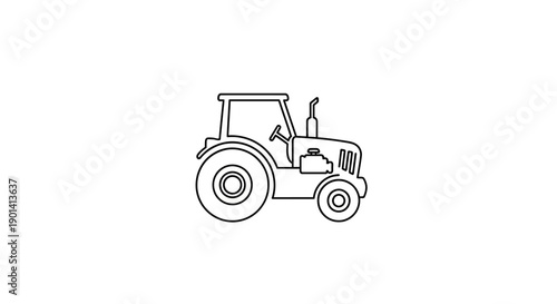Minimalist Black and White Tractor Illustration for Agricultural Design