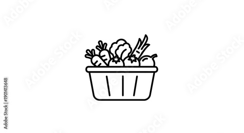 Simple Illustration of Fresh Vegetable Basket for Healthy Eating Concepts