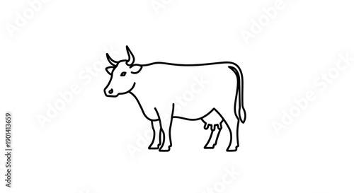 Simple Illustration of a Cow for Farming, Agriculture, or Animal Education
