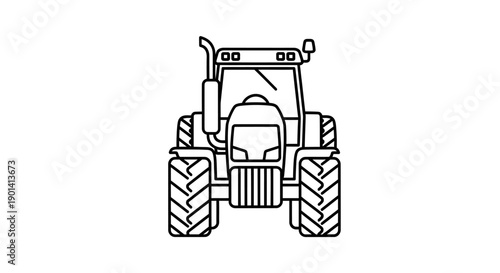 Modern Tractor Illustration Highlighting Agricultural Machinery for Industry Usage