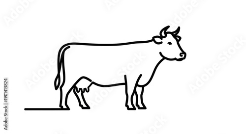 Simple Hand-Drawn Cow Illustration for Creative and Educational Use