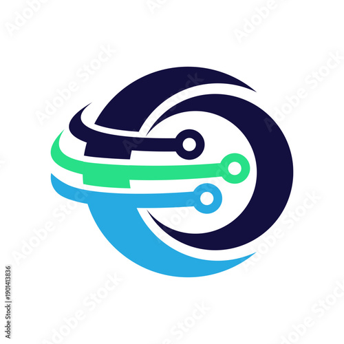 Modern circular logo shaped as the letter O with fiber-optic cable elements, symbolizing high-speed connectivity, data flow, and advanced digital communication infrastructure.