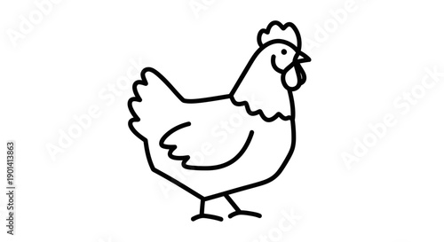 Simple Hand-Drawn Illustration of a Chicken for Farming and Agriculture Themes