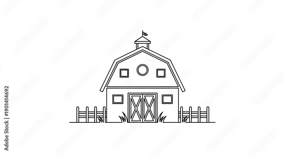 Fototapeta premium Charming Barn Illustration with Rustic Design for Rural Setting Visuals