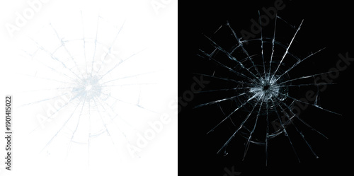 Fotografija Realistic broken glass crack with bullet hole