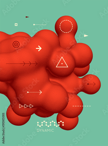 Wallpaper Mural Abstract background. Flowing liquid form. 3D liquid amorphous graphic element. Composition in dotwork style. Vector illustration for banner, flyer, poster, cover, brochure or presentation. Torontodigital.ca