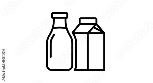Minimalist Line Art Illustration of Two Beverage Containers