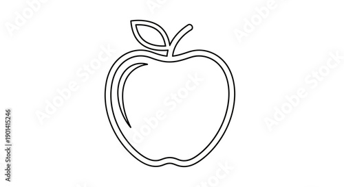 Minimalist Line Art of an Apple Illustration for Healthy Food Themes