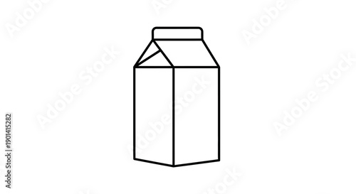 Minimalist Line Art of a Milk Carton for Dairy Product Packaging Design