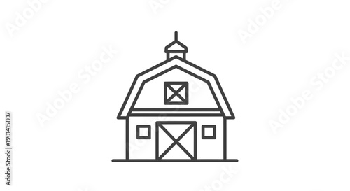 Illustration of a Classic Barn Building with Traditional Architecture for Rural Landscape Visuals