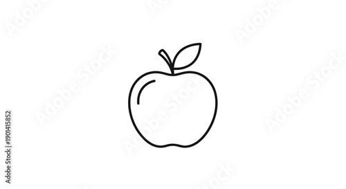 Minimalist Line Drawing of an Apple for Healthy Lifestyle and Food Content