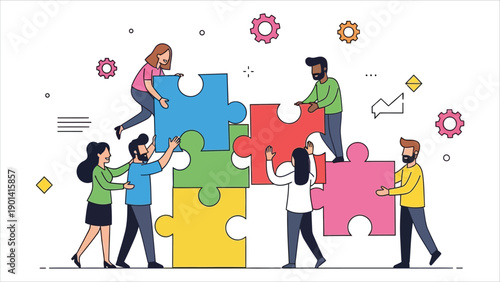  A diverse team of individuals with autism dyslexia and ADHD join forces to troubleshoot and find a solution to a complex technical issue during a. Vector illustration.