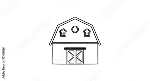 Simple Barn Illustration for Agricultural or Rural Visual Content