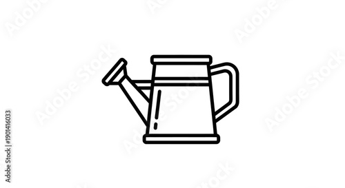 Simple Black and White Drawing of a Classic Watering Can for Gardening Projects