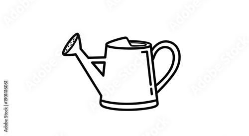 Simple Black and White Illustration of a Watering Can for Garden Plant Care