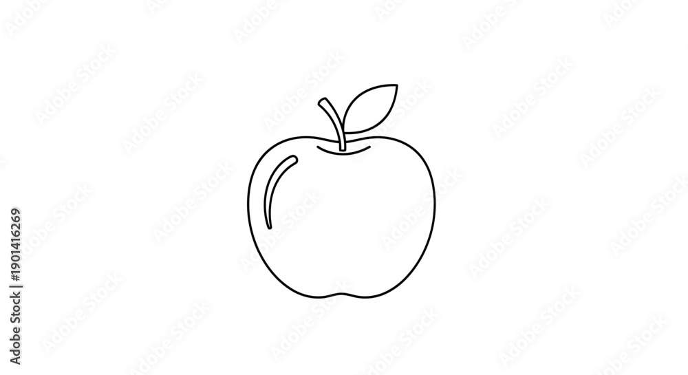 Fototapeta premium Simple Hand-Drawn Apple Illustration for Educational or Creative Use