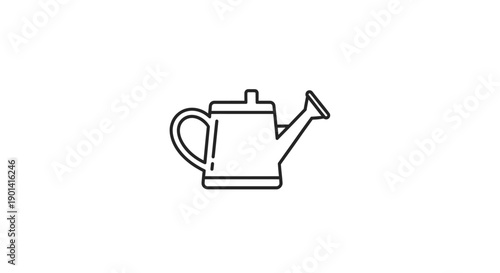 Minimalist Line Art Illustration of a Watering Can for Gardening Projects
