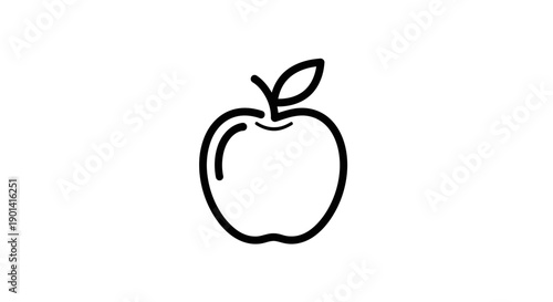 Minimalist Line Art Illustration of an Apple for Modern Design Concepts