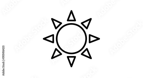 Minimalist Sun Icon with Triangular Rays for Weather or Climate Symbols