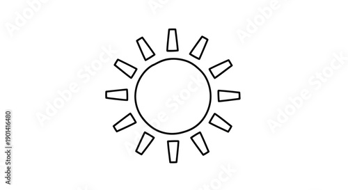 Minimalist Sun Illustration with Simple Line Art for Nature or Weather Themes