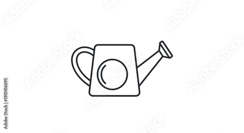 Simple Line Drawing of a Classic Watering Can for Gardening Themes