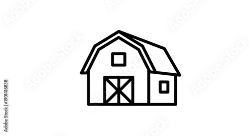 Simple Line Drawing of a Rustic Country House Illustration for Nature and Architecture Themes