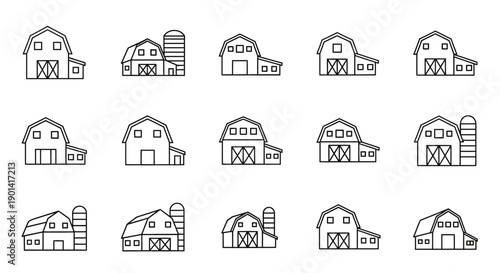 Collection of Simple House Line Art Icons for Residential and Architecture Design